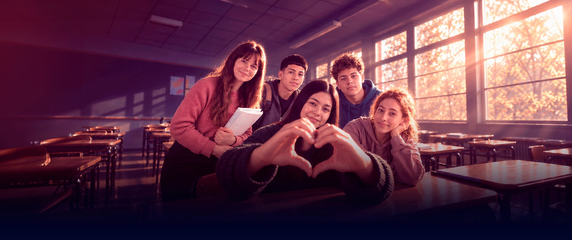 Los protagonistas de El Ranking juntos en el aula
